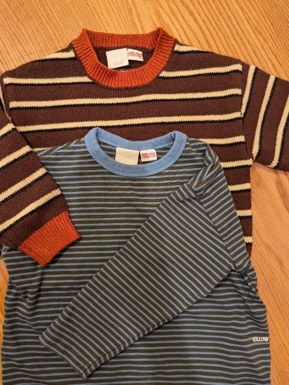 Zara Kids Striped Shirt & Sweater Bundle – Size 4T